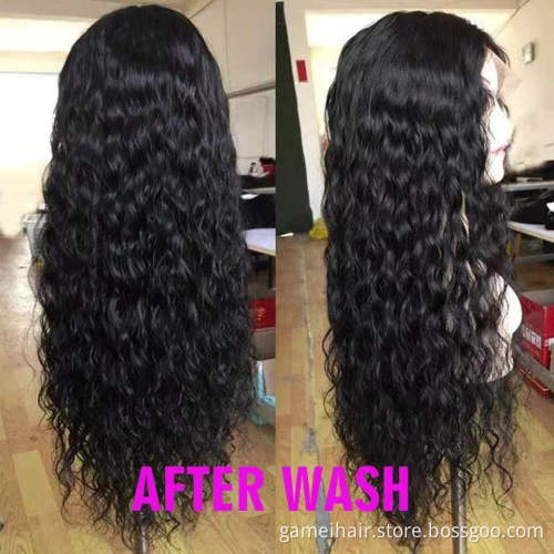 Raw Brazilian Virgin Human Hair Water Wave Glueless Hd Full Lace Front Wig Cheap Transparent Lace Frontal Wig For Black Women